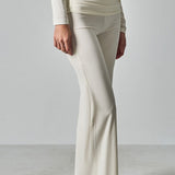 Solid Fitted Foldover Soft Pants