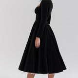 Black Velvet Tulle Midi Dress