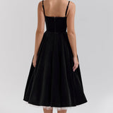 Black Velvet Tulle Midi Dress