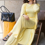 Solid Knit Flowly Long Sleeve Robe Three Piece Set