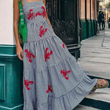 Exquisite Embroidered Holiday Camisole Midi Dress