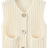 Sleeveless Cropped Knit Sweater Cardigan