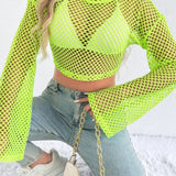 Crochet Bell Sleeve Crop Sweater