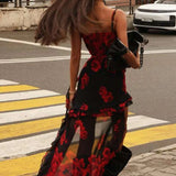 Ruched Low-Neck Floral Dress