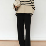 Chic Striped High Neck Sweater