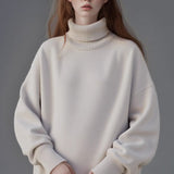Solid High Neck Loose Knit Sweater
