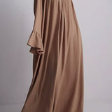 Solid Loose Slouchy Flared Hem Maxi Dress