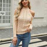 Elegant Cable Mock Neck Sweater