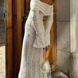 Lace Off Shoulder Maxi Boho Dress