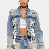 Trendy Jacket Two Piece Shorts Set