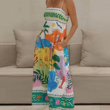 Unique Printed Strapless Sleeveless Resort Style Midi Dress