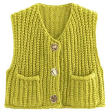 Sleeveless Cropped Knit Sweater Cardigan
