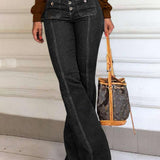 Stylish High-Waisted Patchwork Flared Jeans