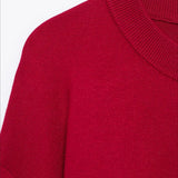 Knit O-Neck Heart Button Sweater