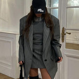 Fashion Striped Suit Blazer Two Piece Set
