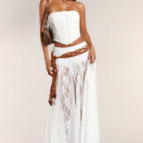 Low Waist Lace Trim Bodycon Pencil Skirt