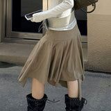 Chic Suede High Waist Asymmetrical Skirt