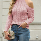 Elegant Cable Mock Neck Sweater