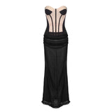 Apricot Mesh Black Chiffon Dress Two Piece Set Skirt Sets