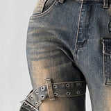 Low Waist Flare Cargo Jeans