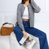 Color Button Knit Cardigan Sweater