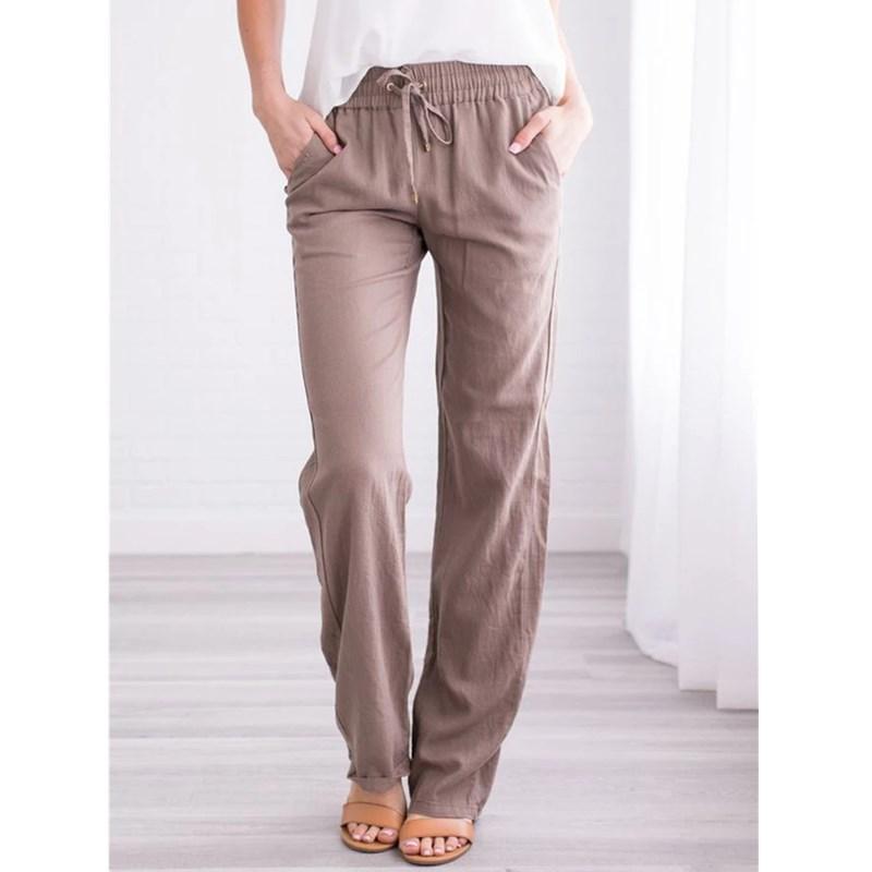 Women's Elastic Mid Waist Pants