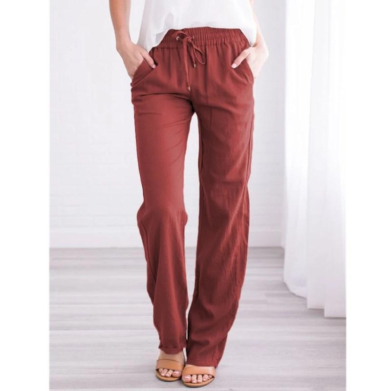 Women's Elastic Mid Waist Pants