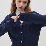 Chic Embroidered Cable Knit Cardigan