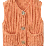 Sleeveless Cropped Knit Sweater Cardigan