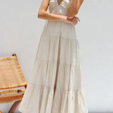 Marilyn - V-neck maxi dress with ruffle