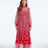 Long Sleeve Sequin A Line Dress