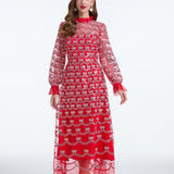 Long Sleeve Sequin A Line Dress
