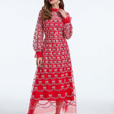 Long Sleeve Sequin A Line Dress