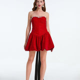Formal Sleeveless Zipper Bow Boning Dress
