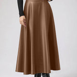 Elegant PU Leather High-Waist Party Skirt Bottom