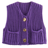 Sleeveless Cropped Knit Sweater Cardigan