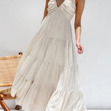 Marilyn - V-neck maxi dress with ruffle