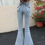High Waist Butterfly Knot Flare Jeans