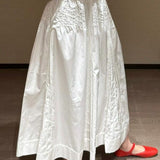 Sweet High Waist Unique Youthful White Maxi Skirt