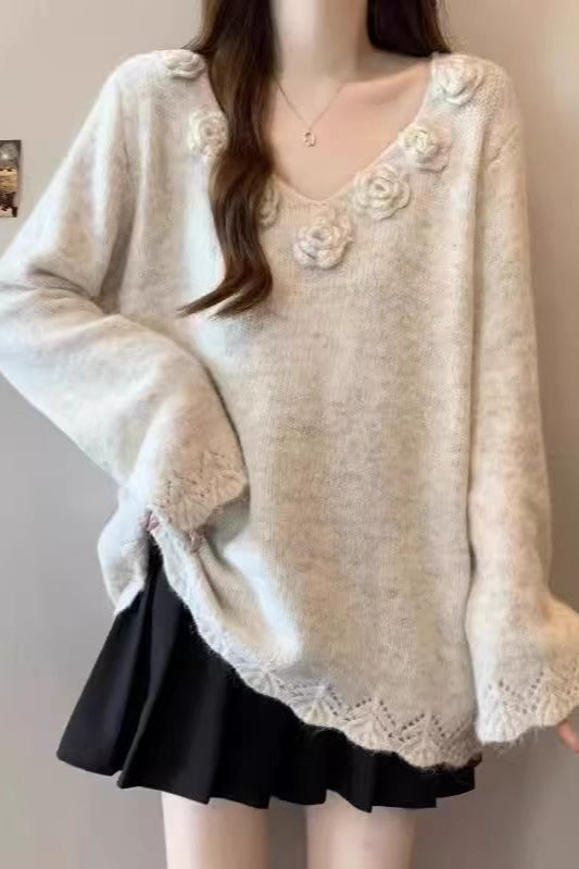 V-Neck Vintage Floral Sweater