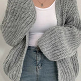 Chic Oversized Lantern Sleeve Cardigan