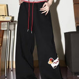 Print Loose Straight Leg Sweat Pants