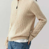 Cable Knit Half Zip Sweater