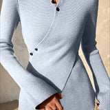 Cross Button High Neck Sweater