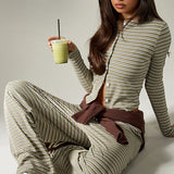 Stripe Button Cord Easy Two Piece Set
