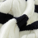 Black White Wool Twist Knit Cardigan