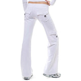 Women's mid rise elestic waist cargo yoga pants with pockets
