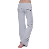 Women's mid rise elestic waist cargo yoga pants with pockets