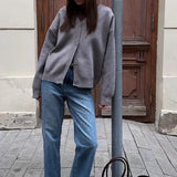 Solid Color Buttoned Sweater