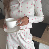 Ruffled Floral Long Sleeve Pants Loungewear Two Piece Set